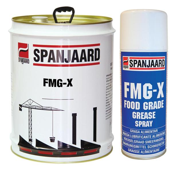 Spanjaard FMG -X高质量食品工业油脂为食品加工行业偶尔接触食品的环境设计，推荐适用与食品加工行业的机械润滑，兼容大部分塑料。