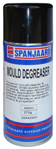 Spanjaard MOULD DEGREASER模具清洁喷剂特别研发之工业用清洁剂及除油剂，用于金属工件，可去除油漆，蜡油及油垢等。