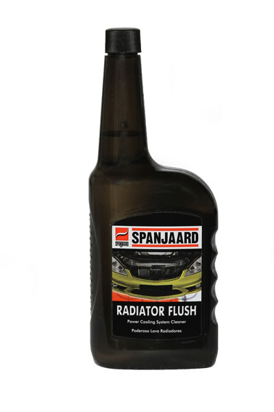 Spanjaard RADIATOR FLUSH散热器清洗剂用于冷却系统的除垢和清洗，溶解并整合锈迹，水垢和污泥沉积物。