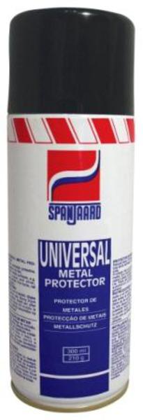Spanjaard UNIVERSAL METAL PROTECTOR万能金属保护剂能消除大多数工业用金属防腐蚀塑料薄膜，可用于保护电气设备等。